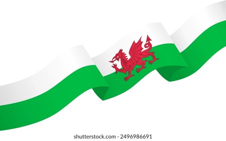 Wales flag wave isolated on png or transparent background vector illustration.
