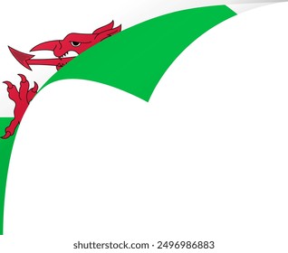 Wales flag wave isolated on png or transparent background vector illustration.