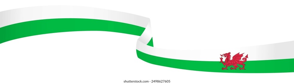 Wales flag wave isolated on png or transparent background vector illustration.