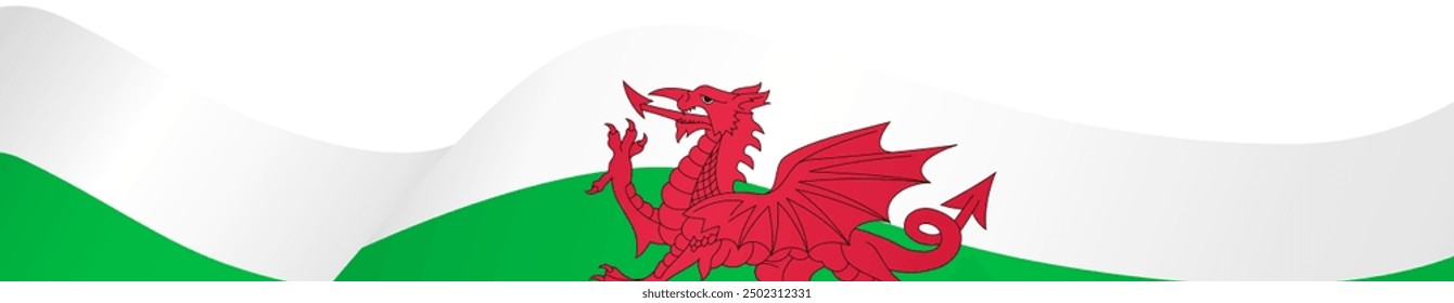 Wales flag wave isolated on png or transparent background vector illustration.