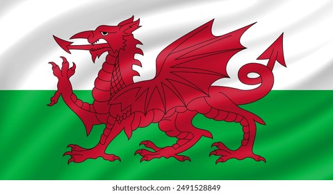 Wales flag waving. Background. Vector