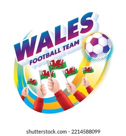 Wales Football Team Masthead Logo with National Flag of Wales