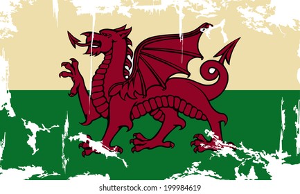 Wales grunge flag. Vector illustration. Grunge effect can be cleaned easily.