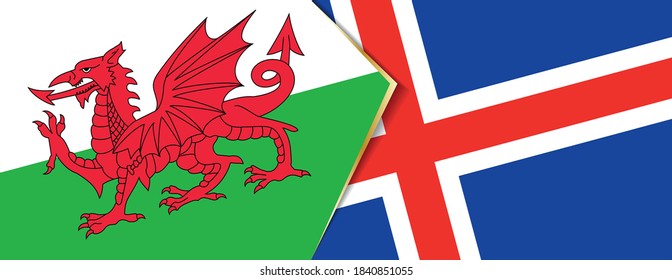Banderas de Gales e Islandia, dos banderas vectoriales símbolo de relación o enfrentamiento.