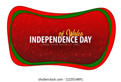 Wales. Independence day greeting card. Paper cut style