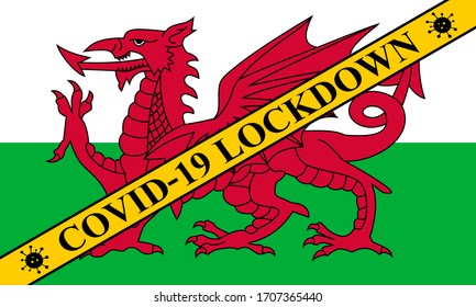 Wales Lockdown Preventing Coronavirus Spread Or Outbreak. Covid-19 Wales Precaution To Lock Down Virus Infection