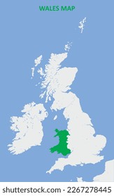 Wales map according to mercator projection (Vector)