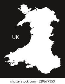 Wales Map black white