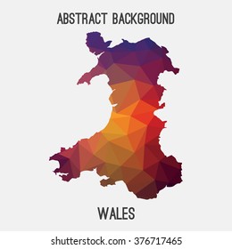 Wales map in geometric polygonal style.Abstract tessellation,modern design background. Vector illustration EPS8