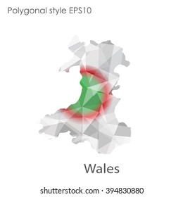 Wales map in geometric polygonal style.Abstract gems triangle,modern design background.