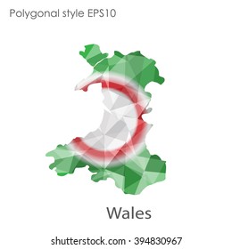 Wales map in geometric polygonal style.Abstract gems triangle,modern design background.