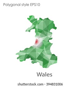 Wales map in geometric polygonal style.Abstract gems triangle,modern design background.