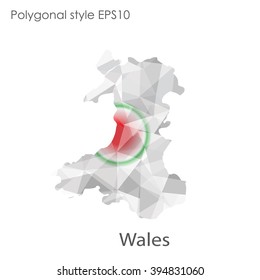 Wales map in geometric polygonal style.Abstract gems triangle,modern design background.