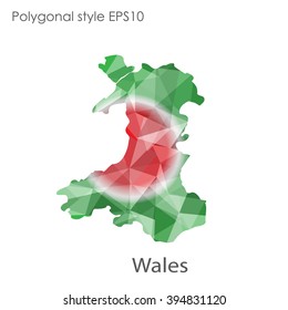 Wales map in geometric polygonal style.Abstract gems triangle,modern design background.