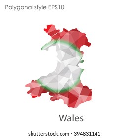 Wales map in geometric polygonal style.Abstract gems triangle,modern design background.