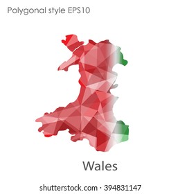 Wales map in geometric polygonal style.Abstract gems triangle,modern design background.