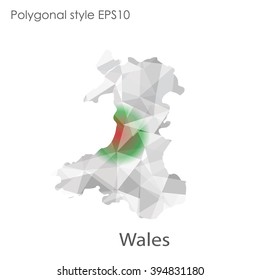 Wales map in geometric polygonal style.Abstract gems triangle,modern design background.