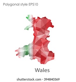 Wales map in geometric polygonal style.Abstract gems triangle,modern design background.