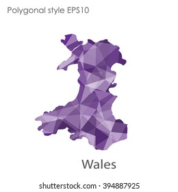 Wales map in geometric polygonal style.Abstract gems triangle,modern design background.