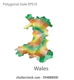 Wales map in geometric polygonal style.Abstract gems triangle,modern design background.