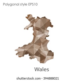 Wales map in geometric polygonal style.Abstract gems triangle,modern design background.