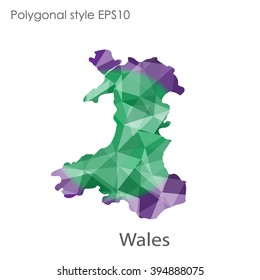 Wales map in geometric polygonal style.Abstract gems triangle,modern design background.
