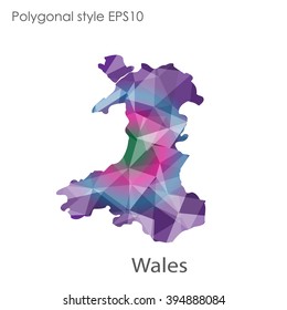 Wales map in geometric polygonal style.Abstract gems triangle,modern design background.