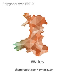 Wales map in geometric polygonal style.Abstract gems triangle,modern design background.