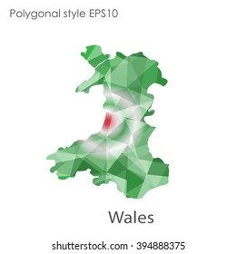 Wales map in geometric polygonal style.Abstract gems triangle,modern design background.