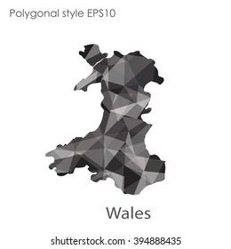 Wales map in geometric polygonal style.Abstract gems triangle,modern design background.