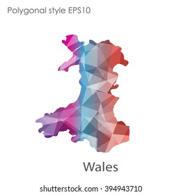 Wales map in geometric polygonal style.Abstract gems triangle,modern design background.