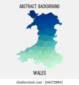 Wales map in geometric polygonal,mosaic style.Abstract tessellation,modern design background,low poly. Geometric cover, mockup. Vector illustration.