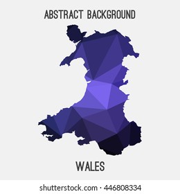 Wales map in geometric polygonal,mosaic style.Abstract tessellation,modern design background. Vector illustration EPS8