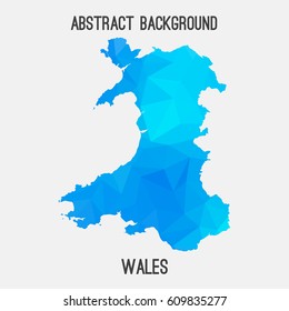 Wales map in geometric polygonal,mosaic style.Abstract tessellation,modern design background,low poly. Vector illustration.