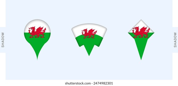 Wales Map Markers Set. Perfect for projects related to Wales, travel, geography, and international representation. Vector collection.