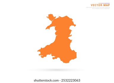 Mapa de Gales - Estilo abstracto anaranjado aislado en Vector de fondo blanco.