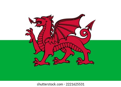 Wales national flag vector illustration with official colors background design