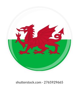 Wales national round circle flag emblem official icon