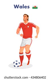  Wales nationality footballer, Vector illustration.
