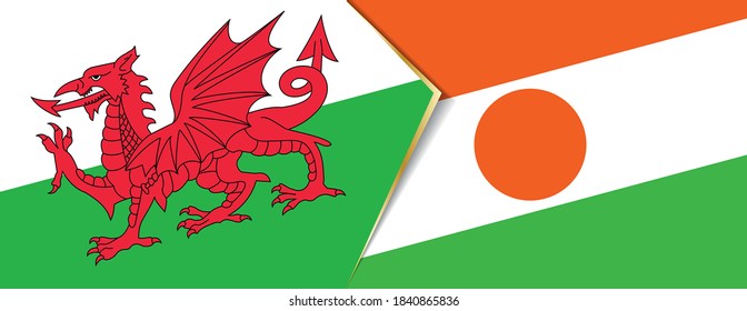 Wales and Niger flags, two vector flags symbol of relationship or confrontation.