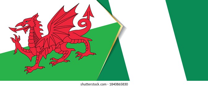 Wales and Nigeria flags, two vector flags symbol of relationship or confrontation.
