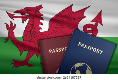Passaporte do País de Gales com bandeira do País de Gales