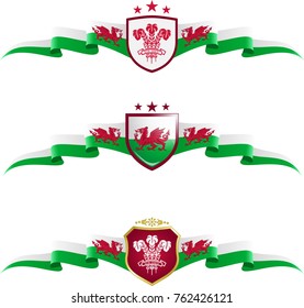 Wales Patriotic Banner Set. Vector graphic banners and shields representing Wales