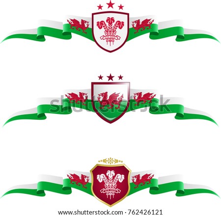 Wales Patriotic Banner Set. Vector graphic banners and shields representing Wales