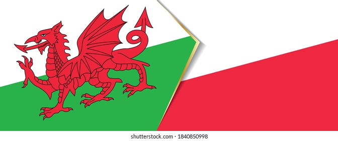 Banderas de Gales y Polonia, dos banderas vectoriales símbolo de relación o confrontación.
