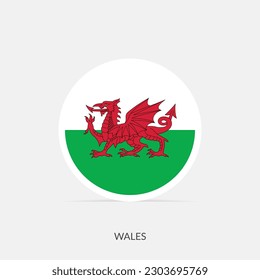 Wales um Flaggensymbol mit Schatten.