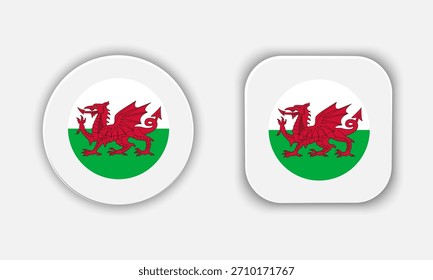 Icono de Botón de la bandera nacional redondeada de Gales