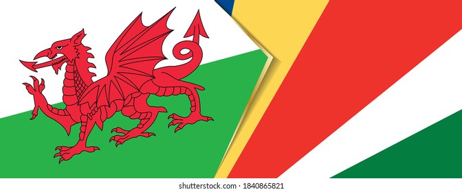 Banderas de Gales y Seychelles, dos banderas vectoriales símbolo de relación o enfrentamiento.