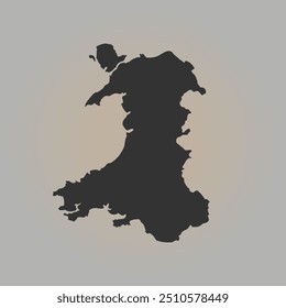 Wales silhouette map vector illustration
