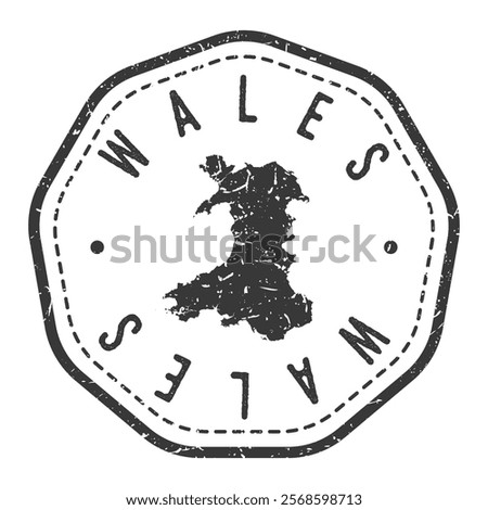 Wales, UK Map Stamp Retro Postmark. Silhouette Postal Passport. Seal Round Vector Icon. Badge Vintage Postage Design.